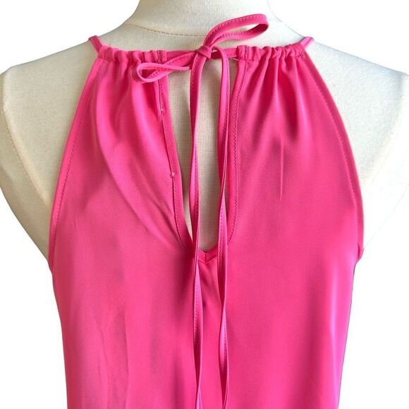 NWT Olive & Oak Aruba Pink Peplum Ruffle Strappy Keyhole Cami Blouse - Picture 4 of 8